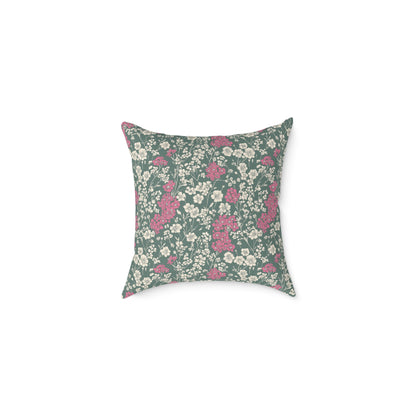 Wild Pink Meadow - Square Poly Canvas Pillow
