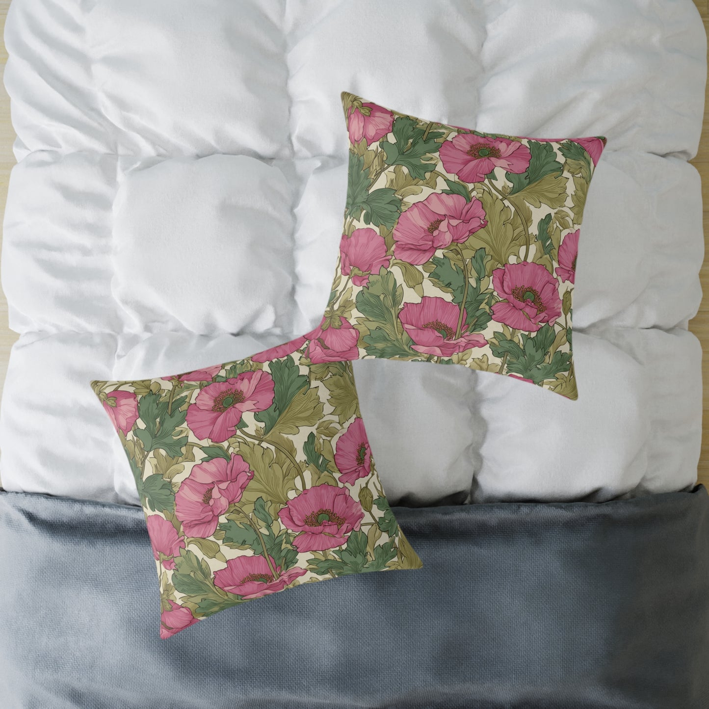 Blush Petal Canopy - Square Poly Canvas Pillow