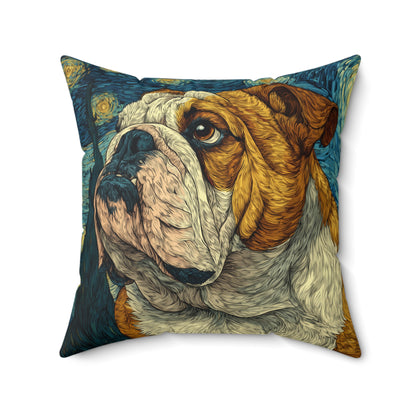 Bulldog Under the Stars - Spun Polyester Square Pillow