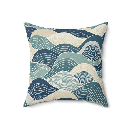 Ocean Line Currents - Spun Polyester Square Pillow