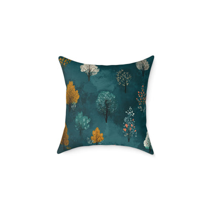 Autumn Orchard Night - Square Poly Canvas Pillow