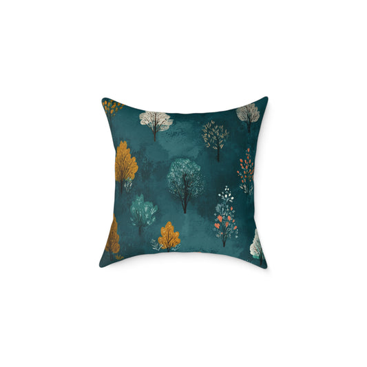 Autumn Orchard Night - Square Poly Canvas Pillow