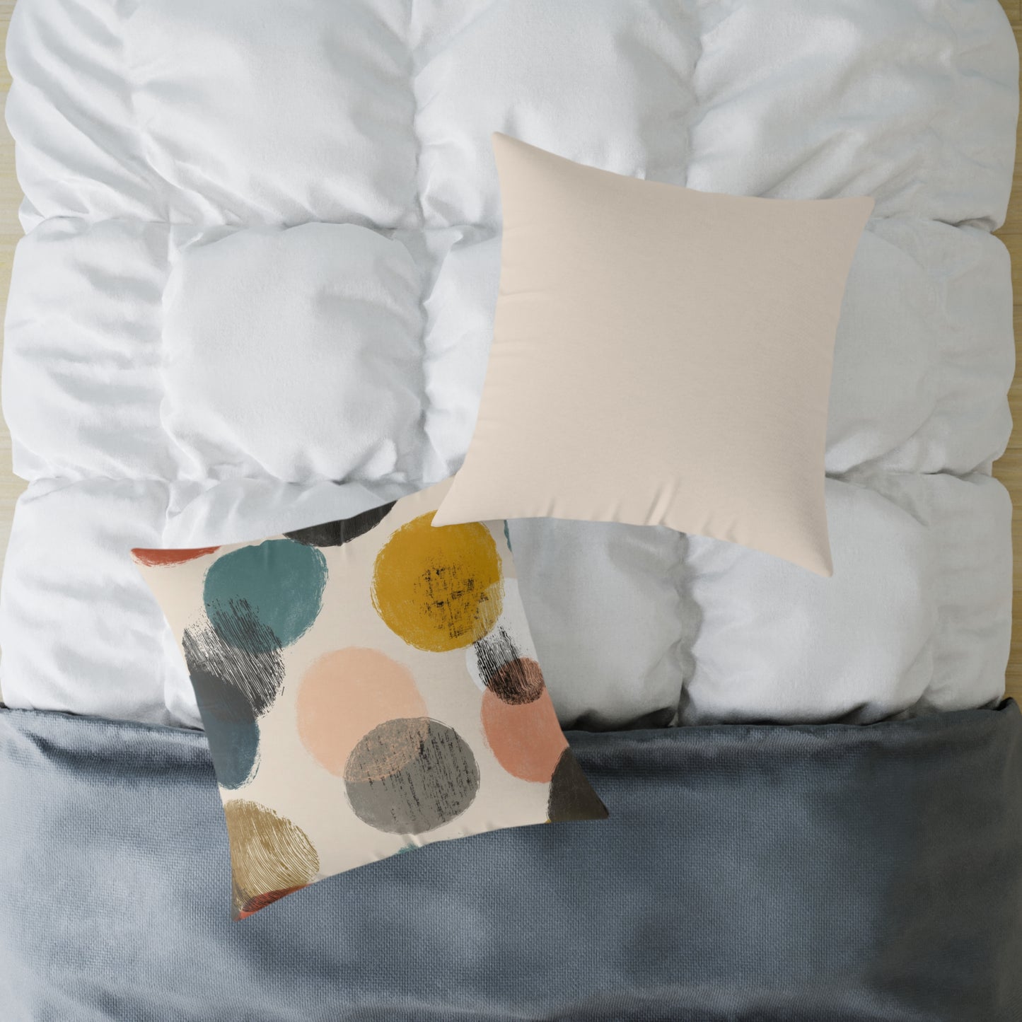 Retro Brushed Spots - Square Poly Canvas Pillow
