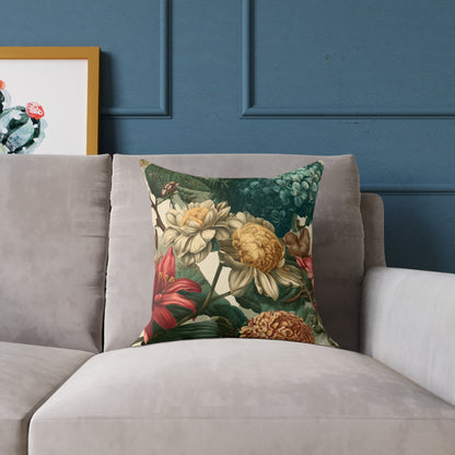 Heritage Garden Bloom - Square Poly Canvas Pillow