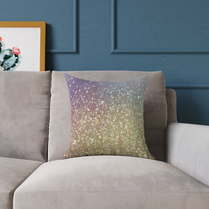 Golden Grassland Mist - Square Poly Canvas Pillow