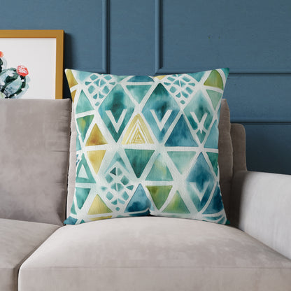 Capri Tidal Diamonds - Square Poly Canvas Pillow