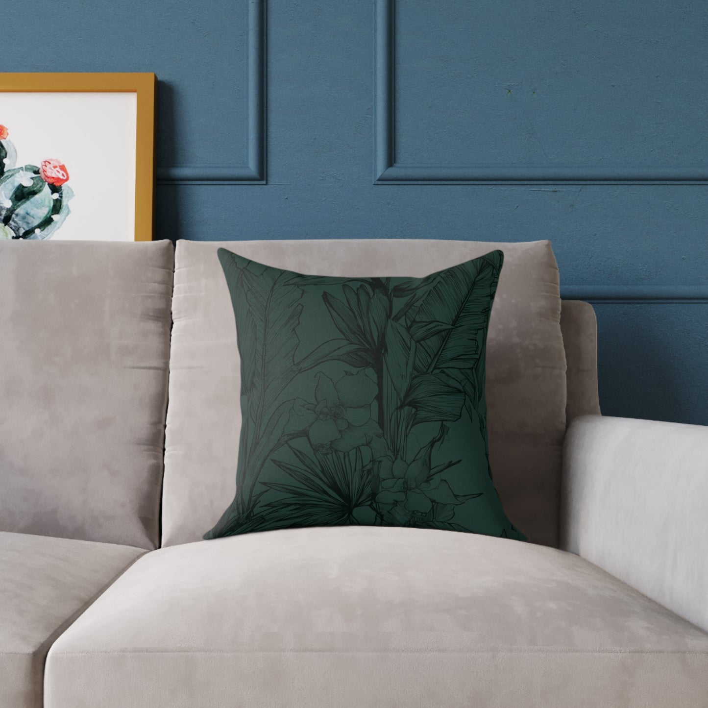 Emerald Night Garden - Square Poly Canvas Pillow