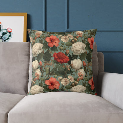 Blossom Meadow Tapestry - Square Poly Canvas Pillow