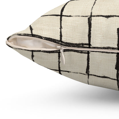 Retro Grid Linen - Spun Polyester Square Pillow
