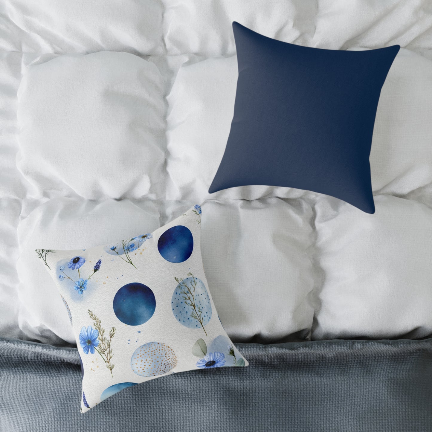 Celestial Ocean Blossoms - Square Poly Canvas Pillow