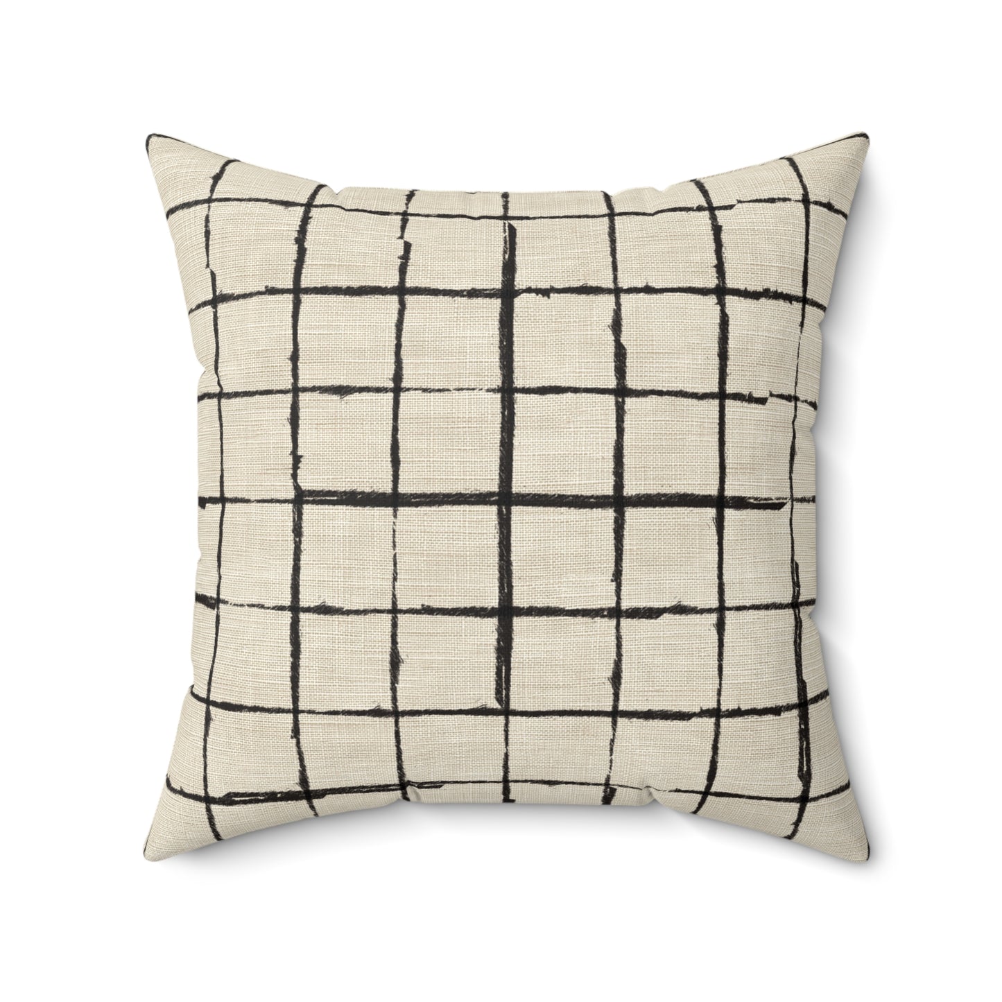 Retro Grid Linen - Spun Polyester Square Pillow