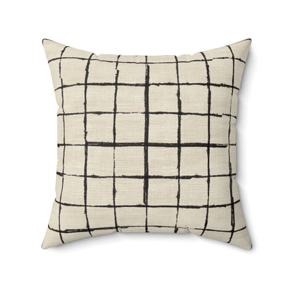 Retro Grid Linen - Spun Polyester Square Pillow