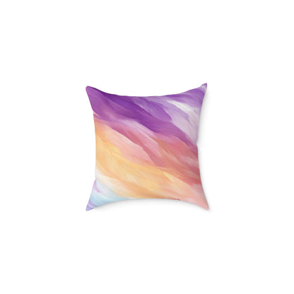 Pastel Stroke Mirage - Square Poly Canvas Pillow