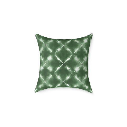 Olive Grove Shibori - Square Poly Canvas Pillow