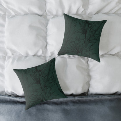 Emerald Night Garden - Square Poly Canvas Pillow