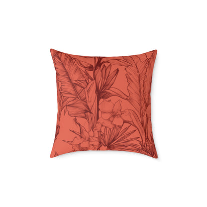 Terracotta Jungle Sketch - Square Poly Canvas Pillow