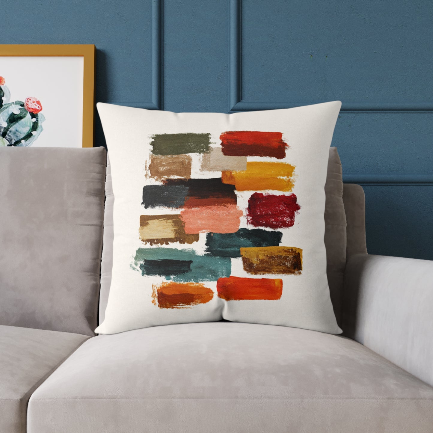Autumn Brush Strokes - Square Poly Canvas Pillow
