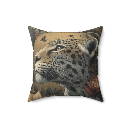 Golden Leopard Majesty - Faux Suede Square Pillow