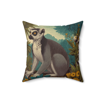 Sunset Grove Lemur - Faux Suede Square Pillow