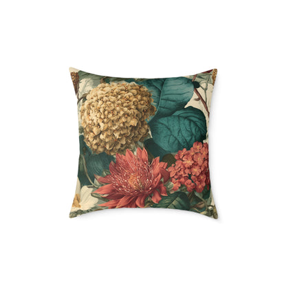 Autumn Harvest Chrysanthemum - Square Poly Canvas Pillow