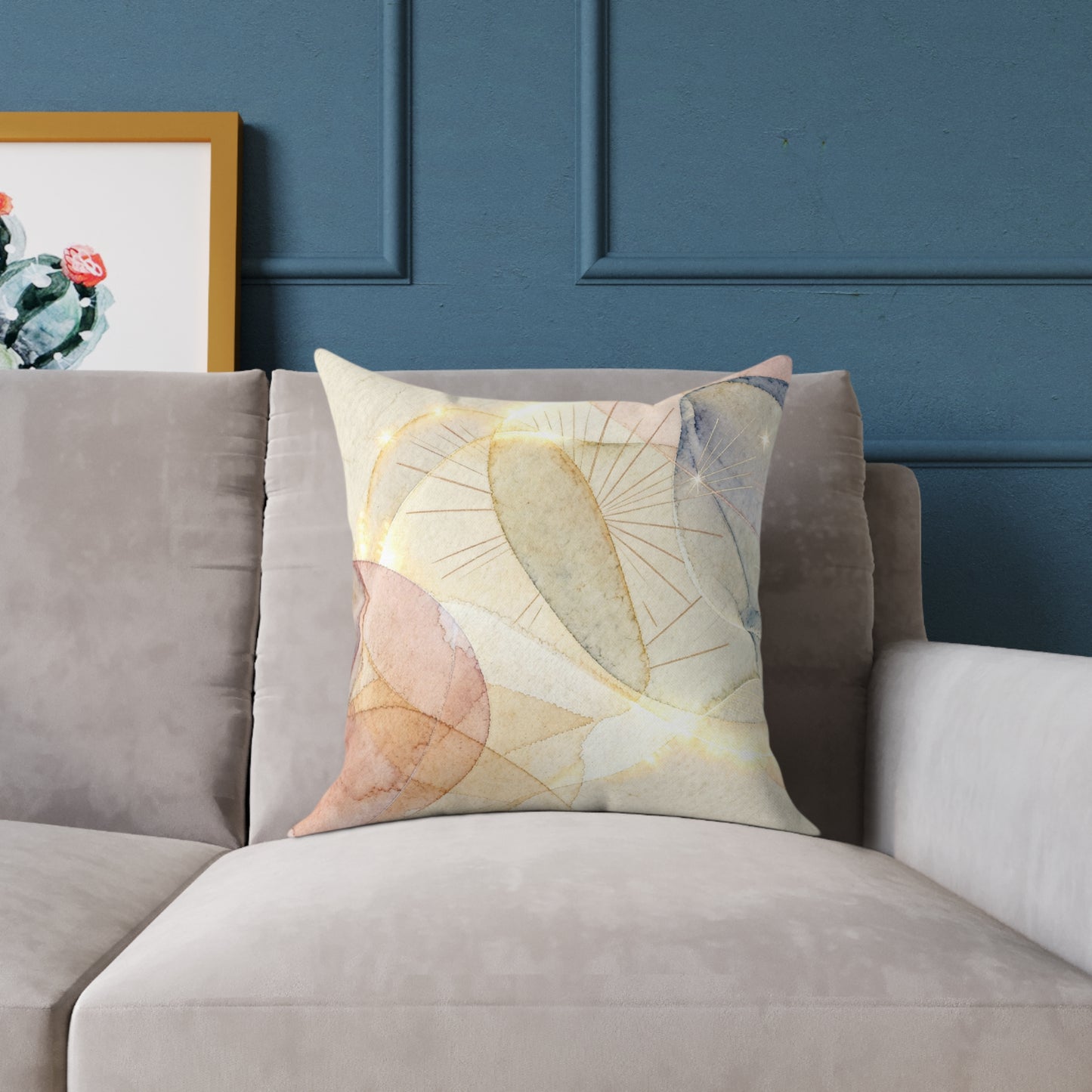 Sunlit Watercolor Bloom - Square Poly Canvas Pillow