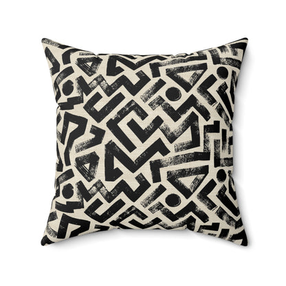 Pebble Maze Black - Spun Polyester Square Pillow