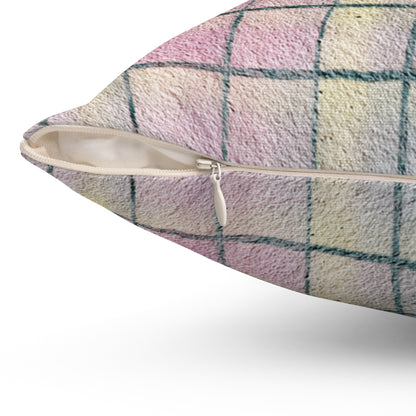 Pastel Grid Calm - Spun Polyester Square Pillow