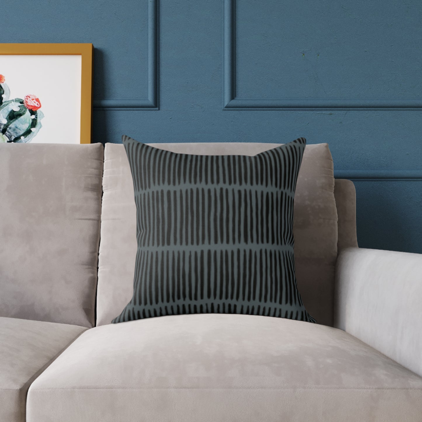 Loom Lines - Slate - Midnight - Square Poly Canvas Pillow