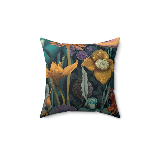 Midnight Bloom - Faux Suede Square Pillow