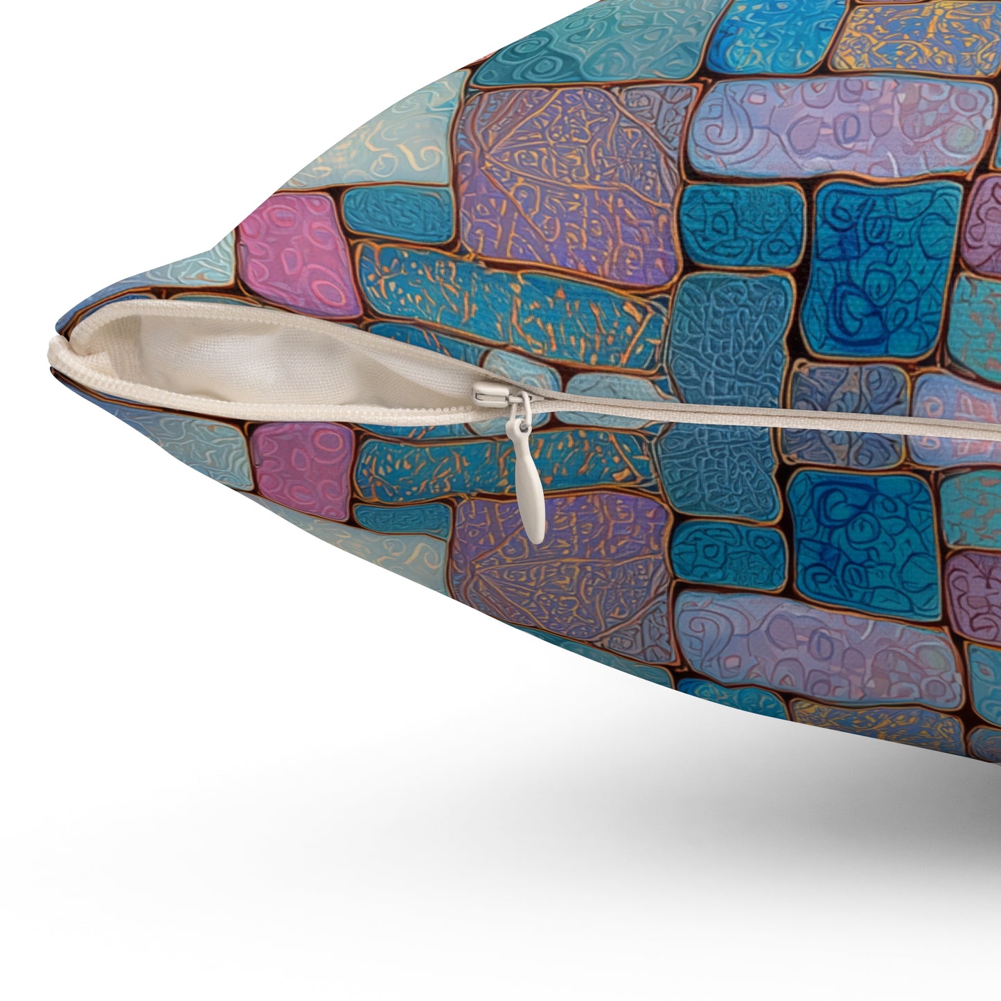 Sunset Tile Mosaic - Spun Polyester Square Pillow