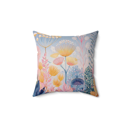 Pastel Sunrise Meadow - Faux Suede Square Pillow