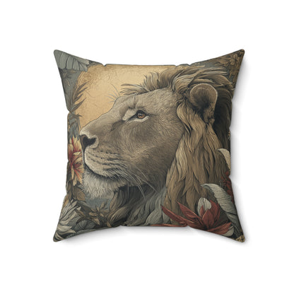 Regal Dawn Lion - Faux Suede Square Pillow