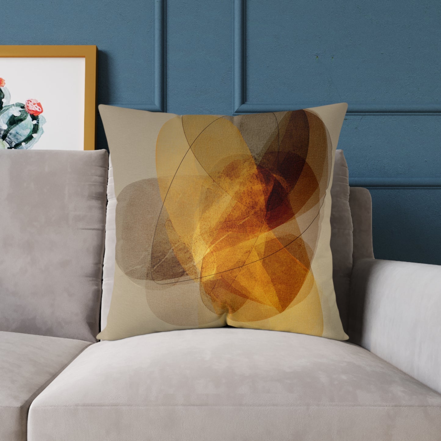 Amber Float Shapes - Square Poly Canvas Pillow