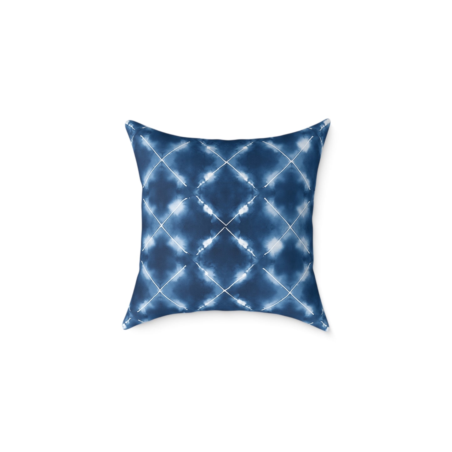 Aegean Ripple Shibori - Square Poly Canvas Pillow