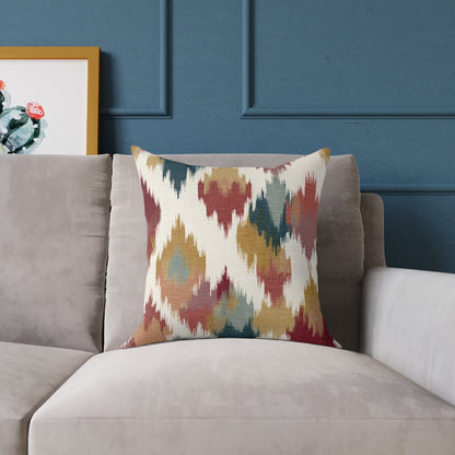 Nomad Harvest Ikat - Square Poly Canvas Pillow