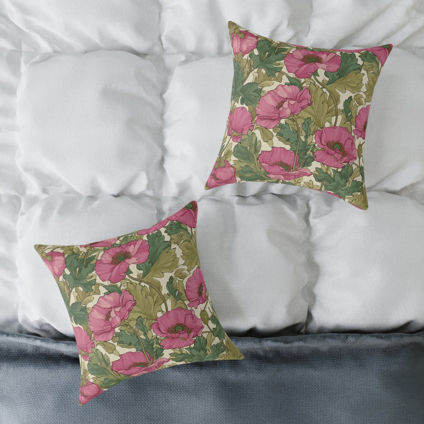Blush Petal Canopy - Square Poly Canvas Pillow