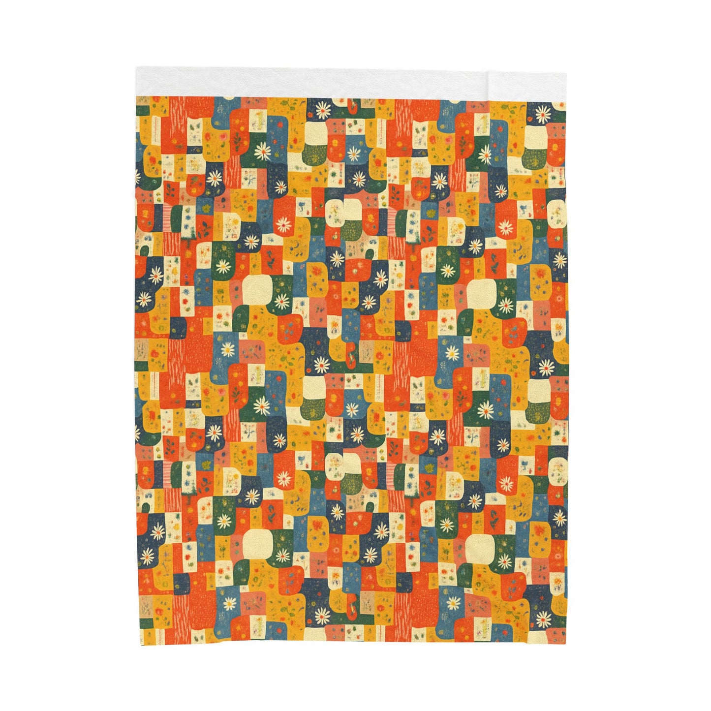 Painted Meadow Patch Tiles - Velveteen Plush Blanket
