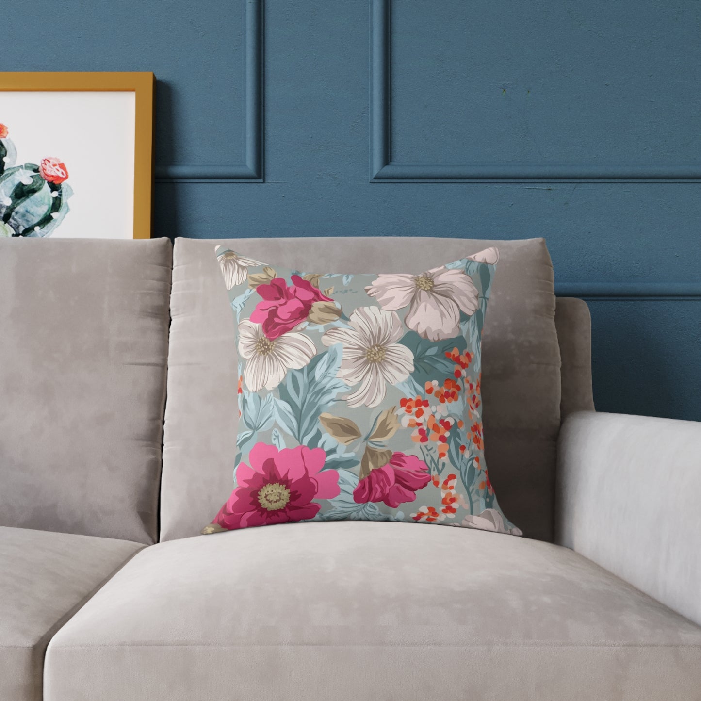 Pastel Meadow Symphony - Square Poly Canvas Pillow