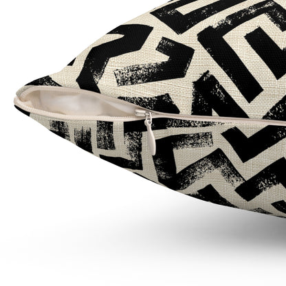 Pebble Maze Black - Spun Polyester Square Pillow