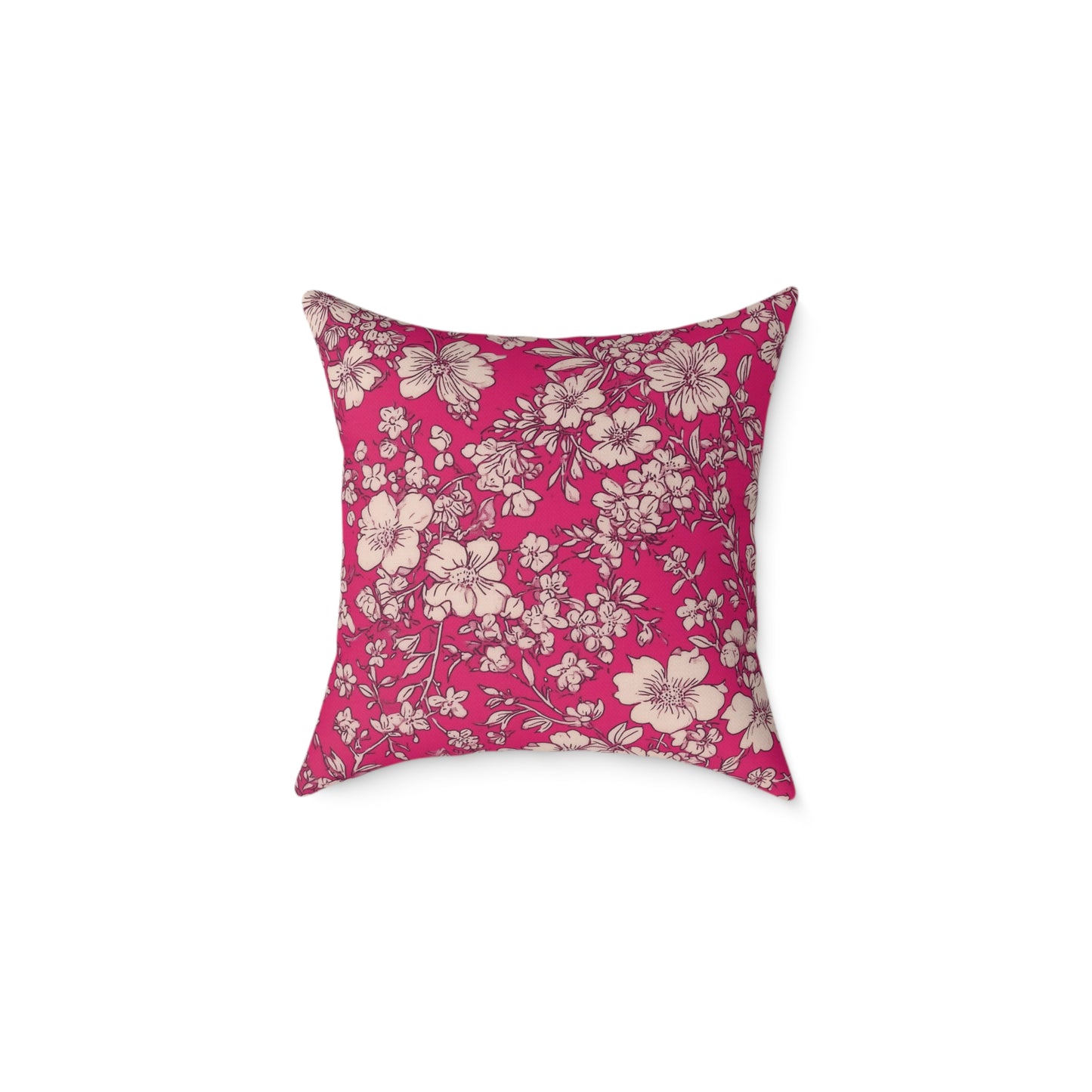 Fuchsia Garden Bloom - Square Poly Canvas Pillow