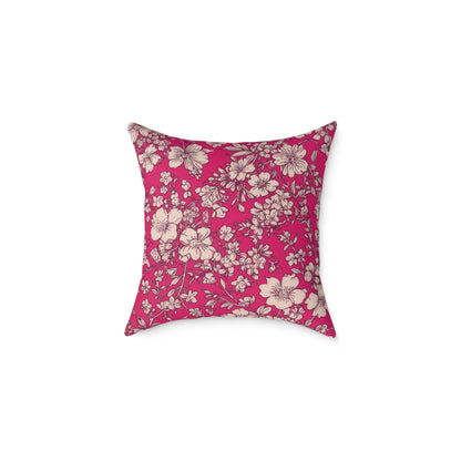 Fuchsia Garden Bloom - Square Poly Canvas Pillow