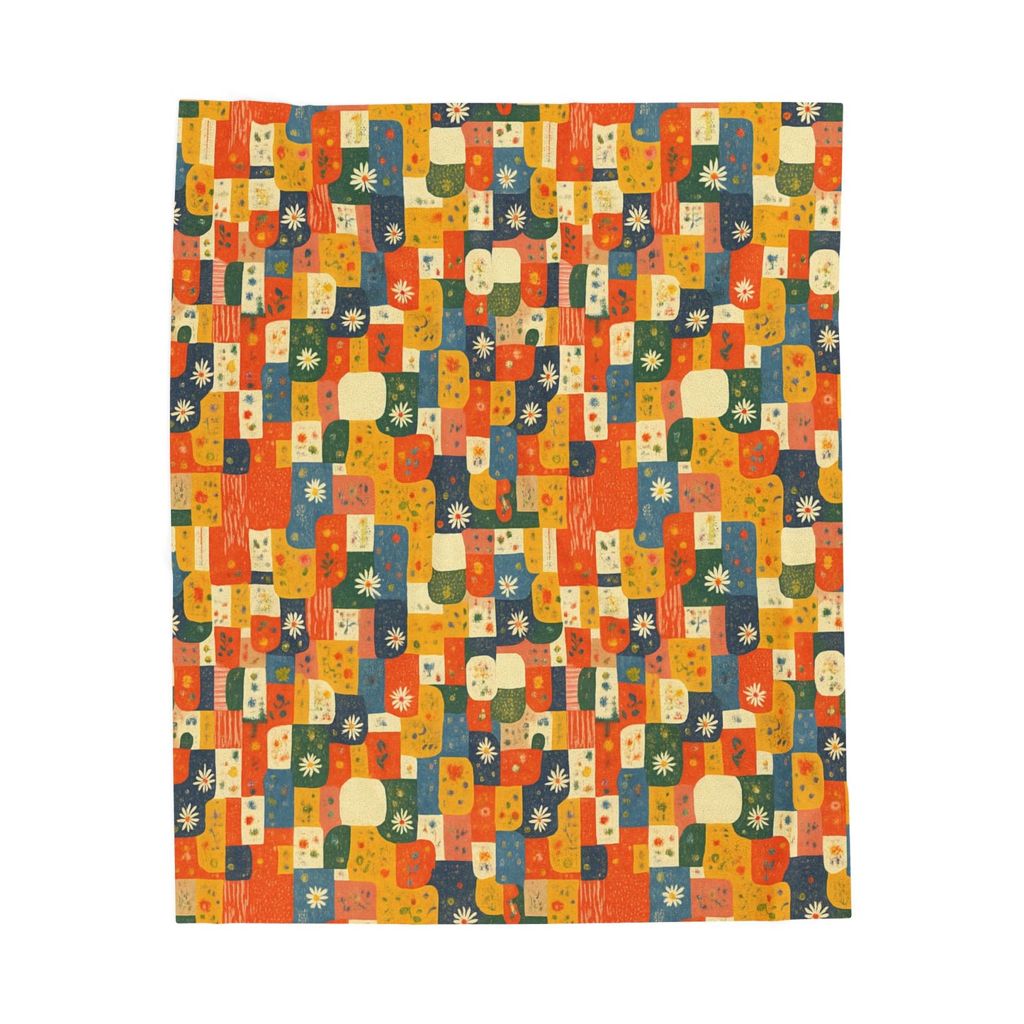 Painted Meadow Patch Tiles - Velveteen Plush Blanket