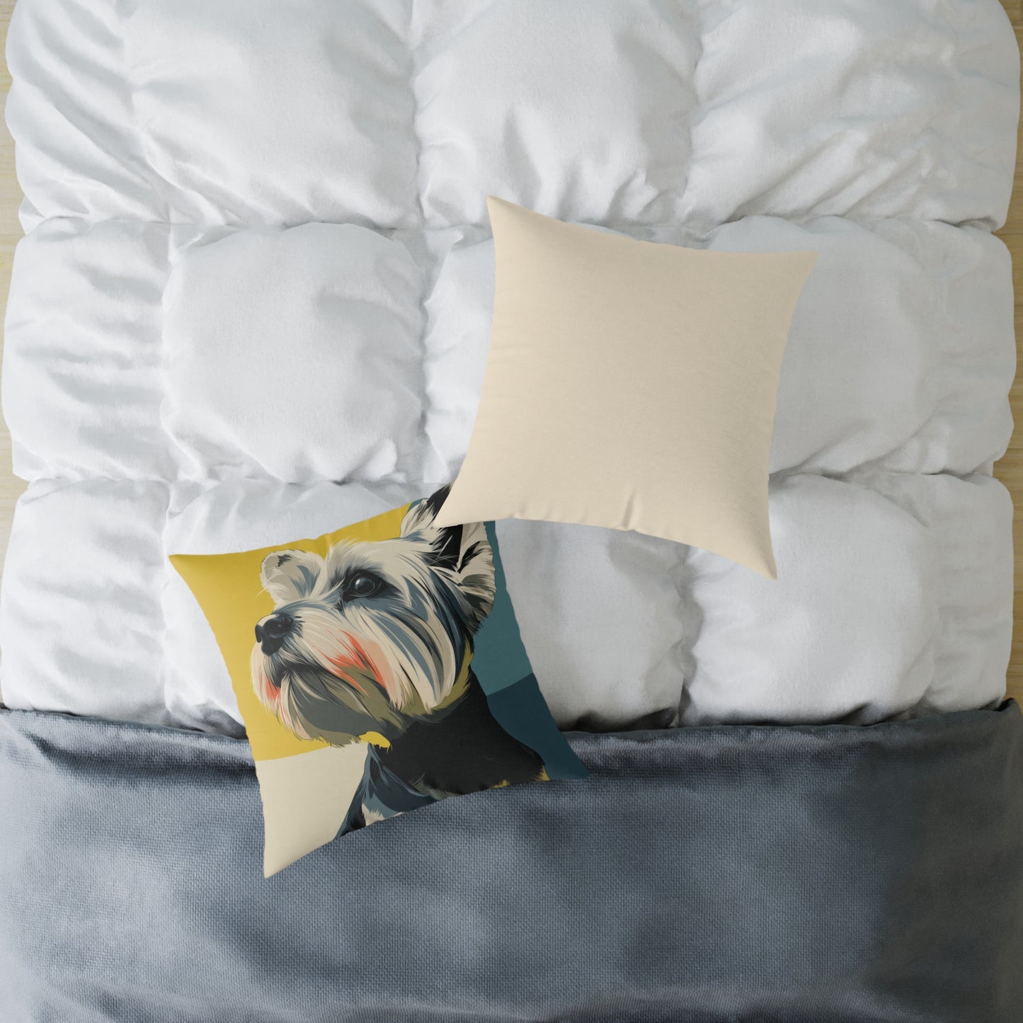Yorkie - Square Poly Canvas Pillow