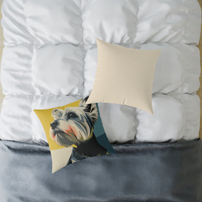 Yorkie - Square Poly Canvas Pillow