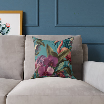 Tropical Blush Bloom - Square Poly Canvas Pillow