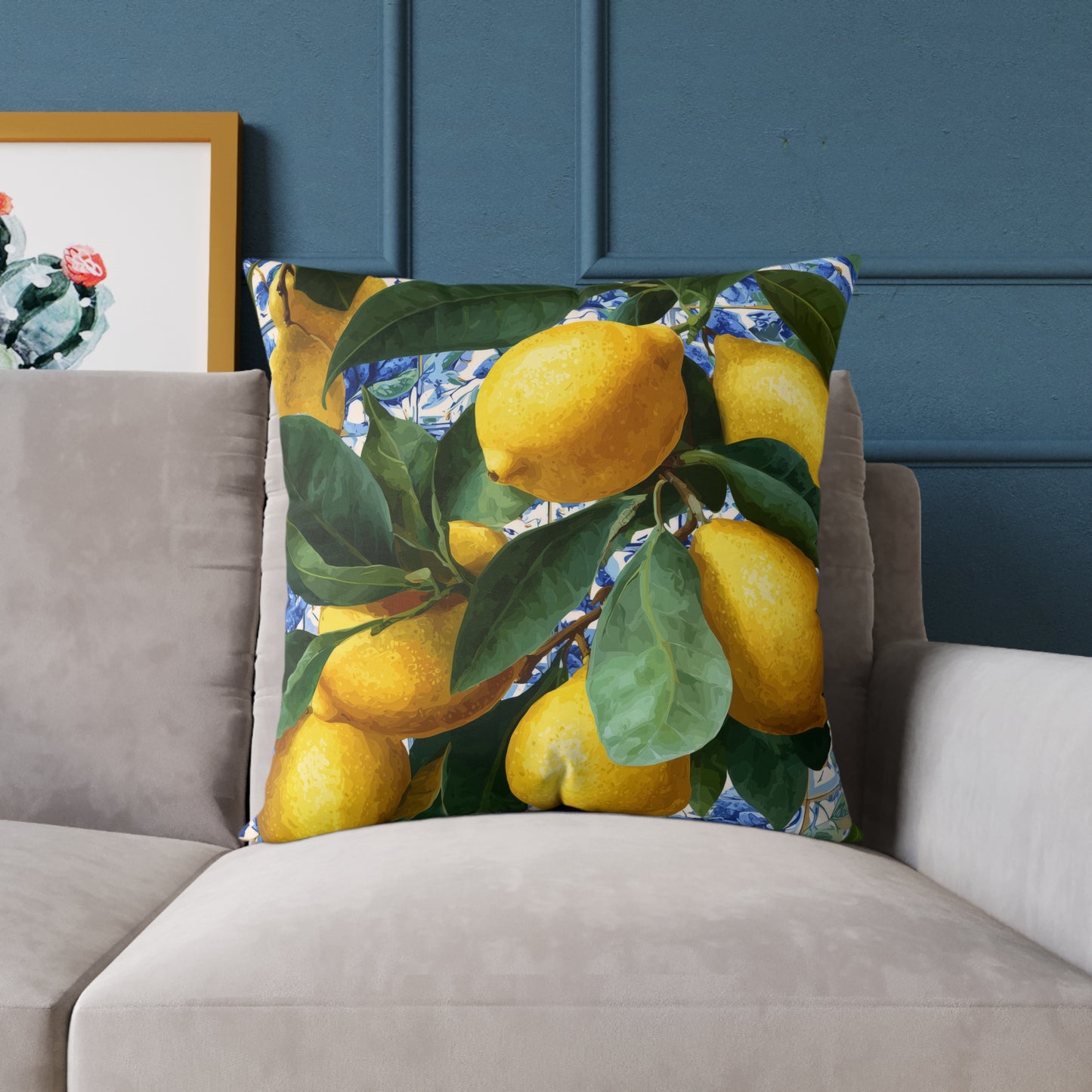Lemon Grove Abundance - Square Poly Canvas Pillow