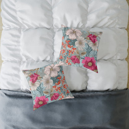 Pastel Meadow Symphony - Square Poly Canvas Pillow