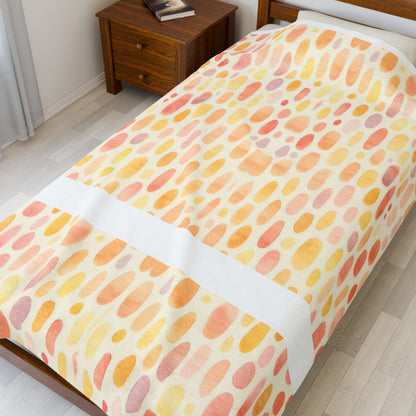 Pastel Bloom Droplets - Velveteen Plush Blanket