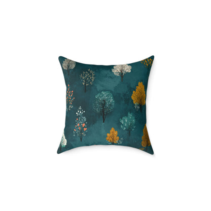 Autumn Orchard Night - Square Poly Canvas Pillow