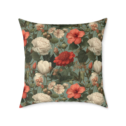 Blossom Meadow Tapestry - Square Poly Canvas Pillow